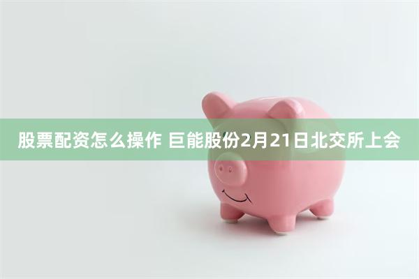 股票配资怎么操作 巨能股份2月21日北交所上会