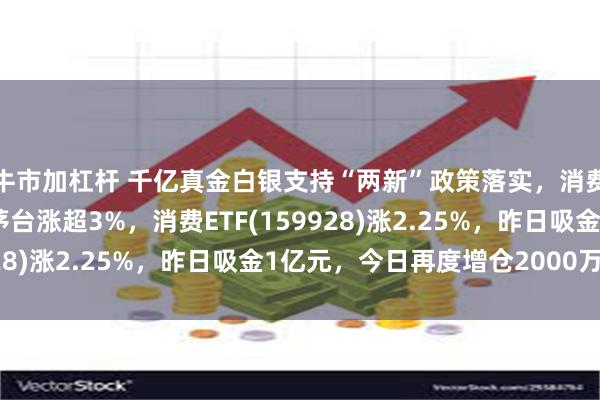 牛市加杠杆 千亿真金白银支持“两新”政策落实，消费板块全线上涨，贵州茅台涨超3%，消费ETF(159928)涨2.25%，昨日吸金1亿元，今日再度增仓2000万份